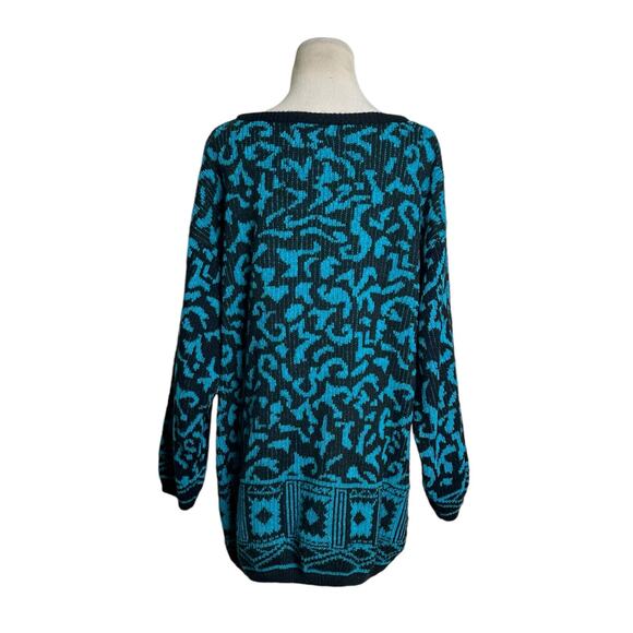 Mexx Emanuel blue black knit long sleeves sweater size large - Picture 2 of 10